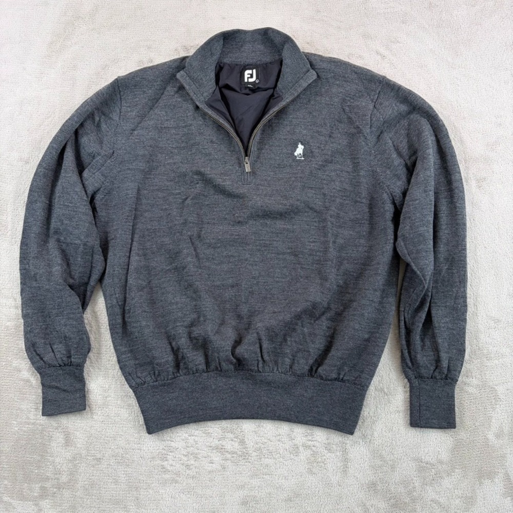 FootJoy Lined Performance Half-Zip‎ Sweater in Charcoal 100% Wool Men Large Golf